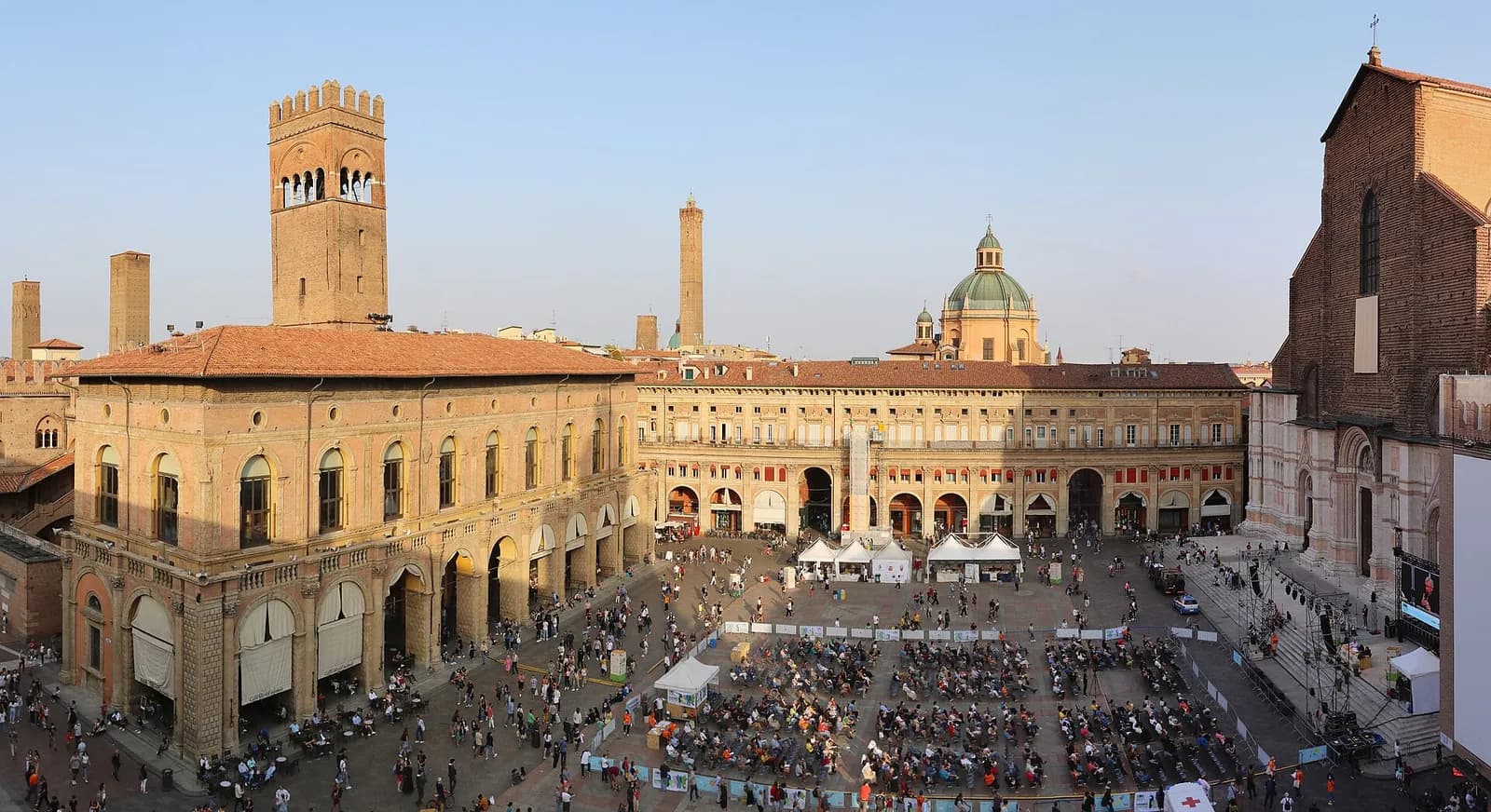 Piazza Maggiore seen from the Palazzo Comunale, Bologna.